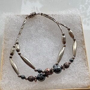 Elegant Silver and Black Beaded Bracelet